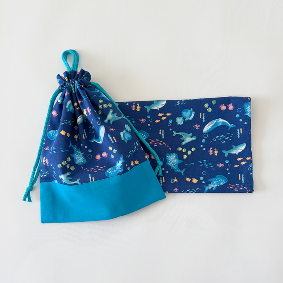 水族館 給食セット 給食袋 ランチョンマット 花柄 巾着袋 ナフキン