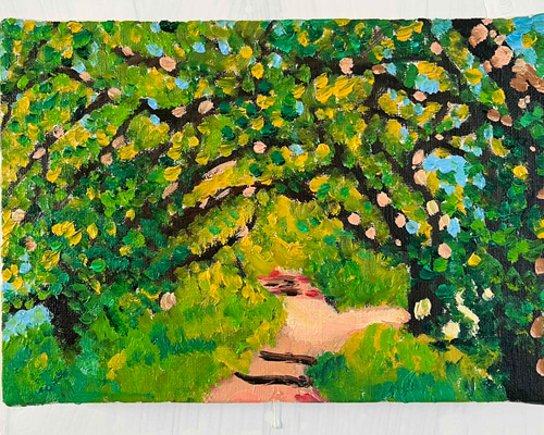 風景画/油絵【湿音】1点物の原画◇作者サイン入り/都会の油彩画 風景画