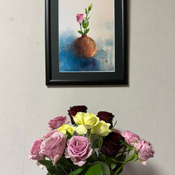 水彩アート「雨のパリ Ⅰ」1点物、手書き真筆。送料無料。 絵画