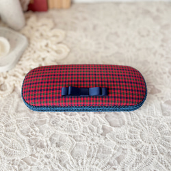 リニューアル】メガネケース ファミリア風ブルーチェック メガネケース