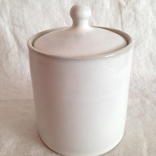 陶器キャニスター(アンティークホワイト)S 保存容器・キャニスター
