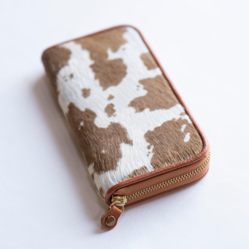 ハラコ ラウンドファスナー ホルスタイン レディース 日本製 長財布