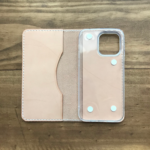 iPhone 17 series用 ヌメ革 ナチュラル 栃木レザー 手帳型