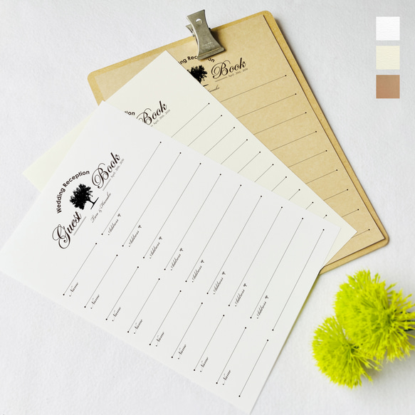 100名〜》 名前のみ 芳名帳〔LINA-H〕上品 結婚式 ホワイト アイボリー