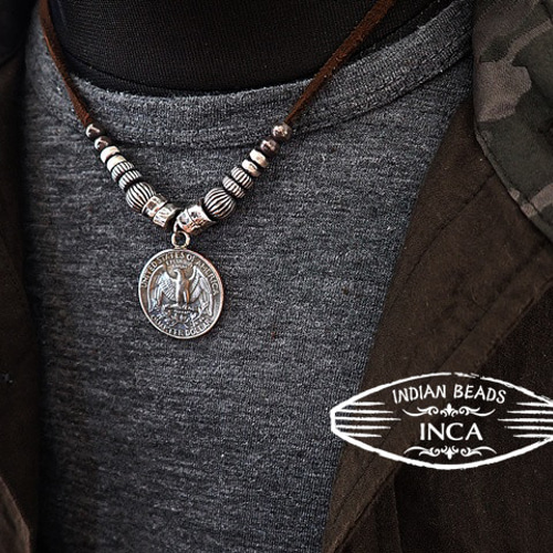 インディアンジュエリー アメリカ25セントコイン 銀貨 ネックレス