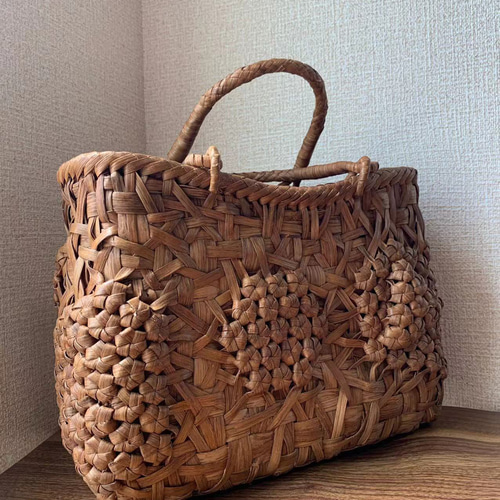 山葡萄 山葡萄籠バッグ 手作り 山葡萄かごバッグ 内布あり 乱れ編み