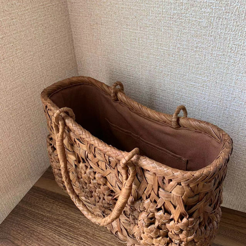 山葡萄 山葡萄籠バッグ 手作り 山葡萄かごバッグ 内布あり 乱れ編み