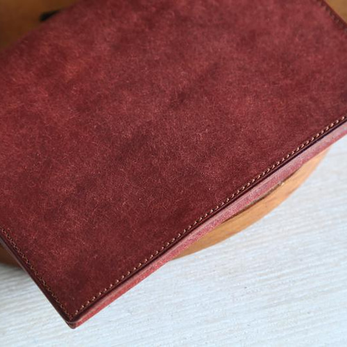 ちよぴー様オーダー品】A5 ブックカバー レッド ブラウン ペンケース