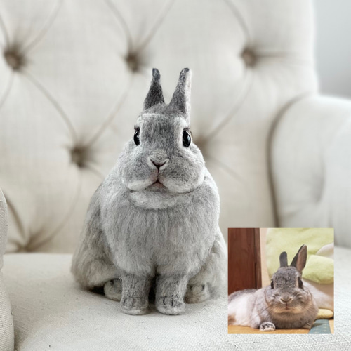 オーダーメイド】【Lサイズ】羊毛フェルト うさぎ ペット うちの子