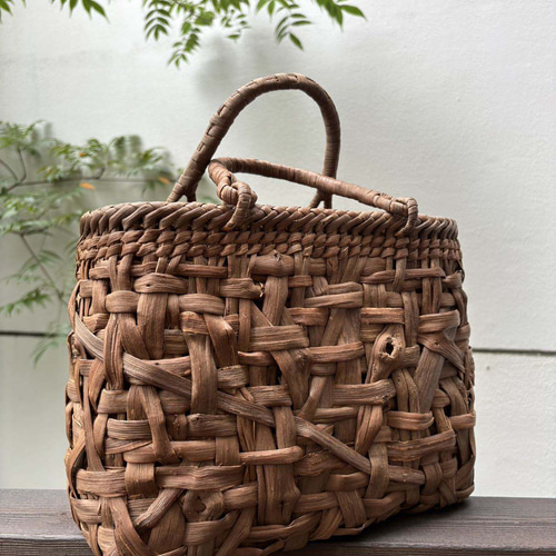 国産山葡萄 山葡萄かごバッグ 手作り 籠バッグ 乱れ編み 内布あり 和服