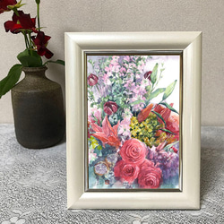 水彩アート「雨のパリ Ⅰ」1点物、手書き真筆。送料無料。 絵画