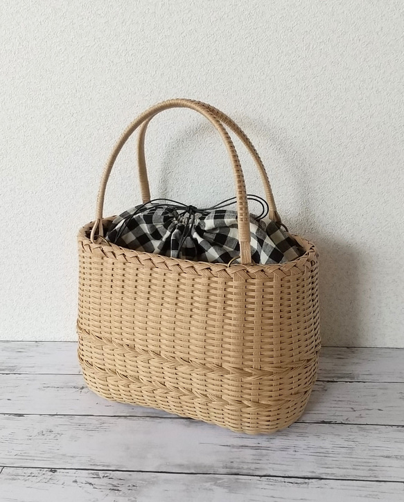 受注制作＊クラフトバンドのカゴバッグ＊ナチュラルベージュ＊ かご