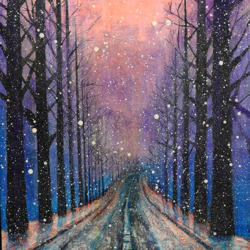 油絵 油彩 油彩画 絵 絵画 【雪降る幻想】 絵画 HR 通販 9512949