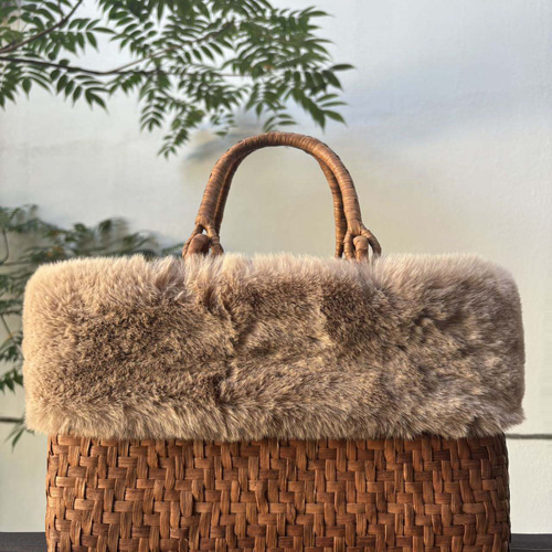 秋冬】山葡萄かごバッグ 手作り 網代編み 定番 内布あり かごバッグ