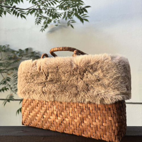 秋冬】山葡萄かごバッグ 手作り 網代編み 定番 内布あり かごバッグ