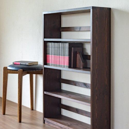 ブックシェルフ／ダークブラウン 本棚・絵本棚・マガジンラック SG工房