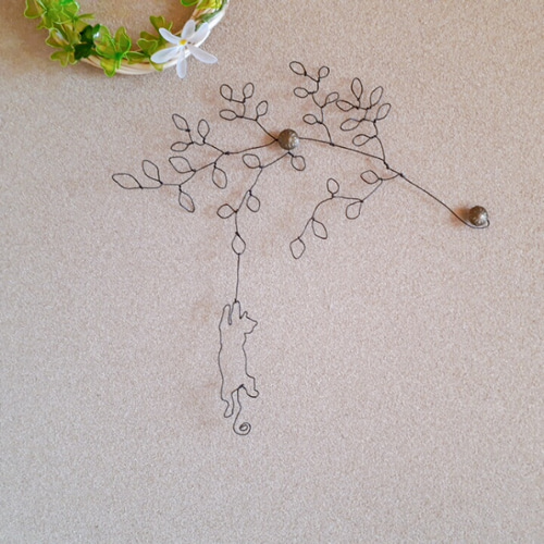 猫ちゃん ワイヤーアート ワイヤークラフト ウォールステッカー