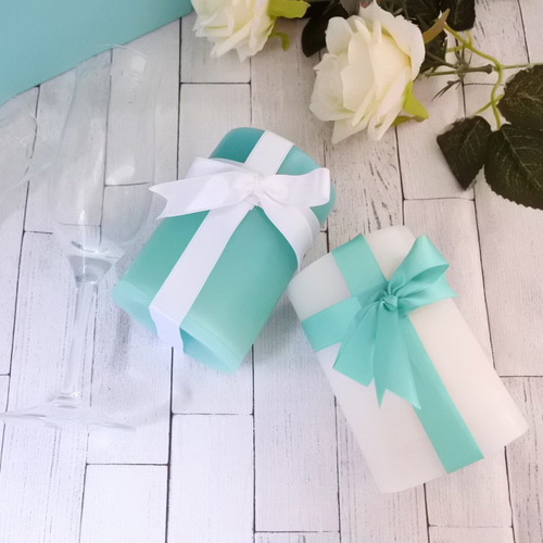 送料無料】ティファニーブルー キャンドル ハンドメイド ティファニー