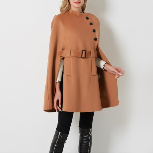 カシミヤ混素材 ダブルフェイス 優雅なフレアシルエット レディース