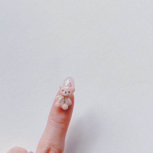 イニシャル/選べる/くまさん3Dネイルパーツ/デコパーツ ネイルチップ