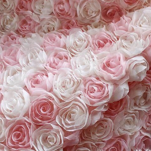 花 チュール レース 薔薇 バラ ピンク 白 3D 立体 ドレス 生地 布 結婚