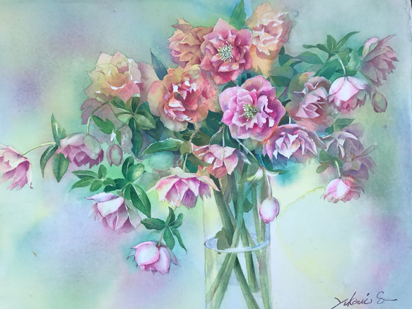 クリスマスローズ 水彩画 F10 絵画 D&L.Co 通販 5250019｜Creema