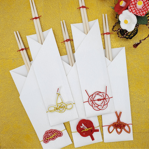 即日発送いたします！【水引】祝い箸・紅白5本セット 箸・箸置き hanya