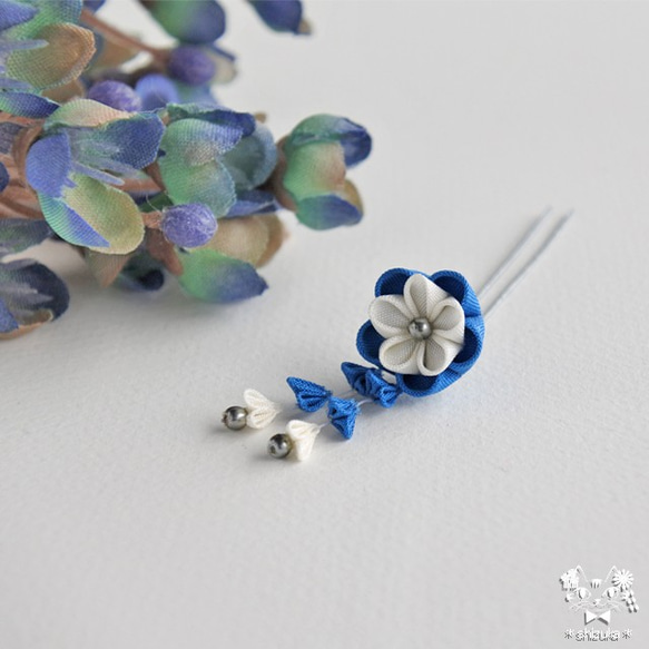 八重梅✤人形用かんざし つまみ細工 髪飾り ドール リカちゃん オビツ