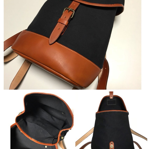 ☆倉敷帆布と本革を使用した手作りリュックサック リュック・バック