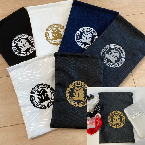人気NO.1 定番 巾着袋 紋刺繍入り だんじり 祭り グッズ ショルダー