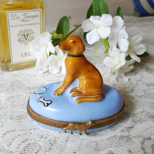 フランス Limogesリモージュ 陶器小物入れ Dog その他インテリア雑貨