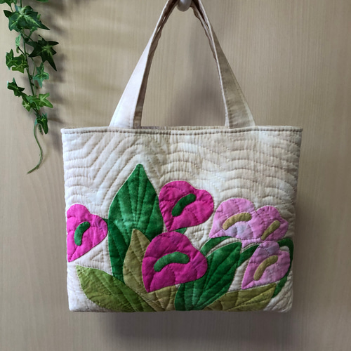 アンスリウムのバッグ＊ハワイアンキルト トートバッグ shellginger