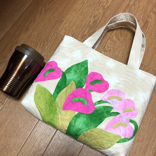 アンスリウムのバッグ＊ハワイアンキルト トートバッグ shellginger