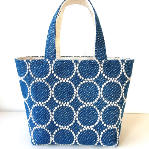 ミナペルホネン,タンバリン,刺繍生地,リネン&ウールのトートバッグ