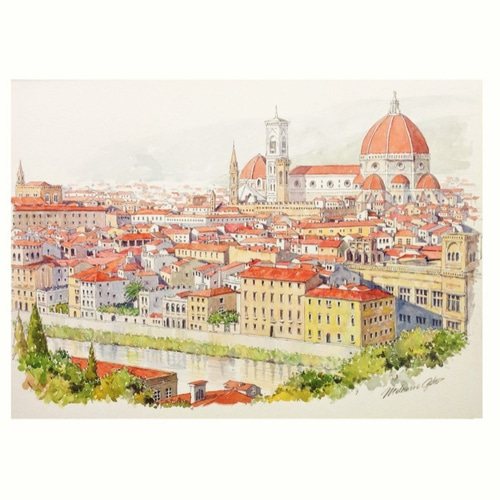 フィレンツェ遠望（水彩画） 絵画 基典 通販 2471843｜Creema(クリーマ