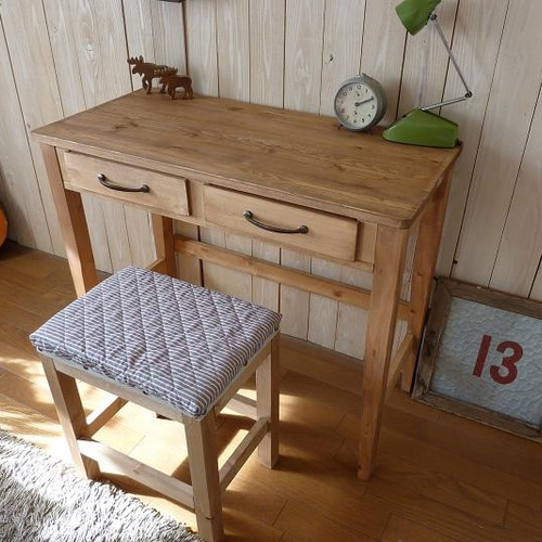 ワークデスク 作業台 引出し2杯 アンティーク テーブル90㎝ 机・デスク