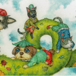 原画】『キノコワタリ』（動物・森・犬・猫・植物） 原画】『キノコ