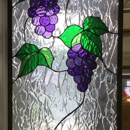 葡萄のステンドグラスパネル」 ガラス タペストリー・壁掛け ステンド