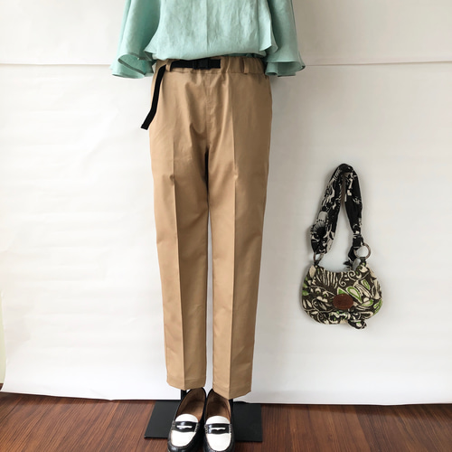 大人カジュアルなストレッチチノパン・ベージュ(レディースM L LL