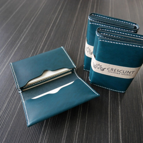 本革レザー名刺入れ ネイビーブルー【受注生産】 名刺入れ・カード