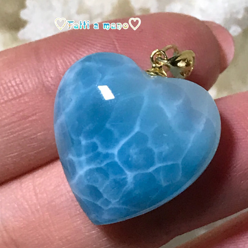 ドミニカ産 18kゴールド ラリマー ペンダントトップ 豪華 濃いブルー