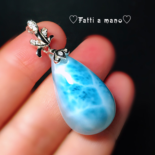 トップグレード 海の雫 ラリマーペンダント ネックレス Silver925 海