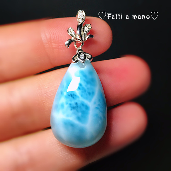 トップグレード 海の雫 ラリマーペンダント ネックレス Silver925 海