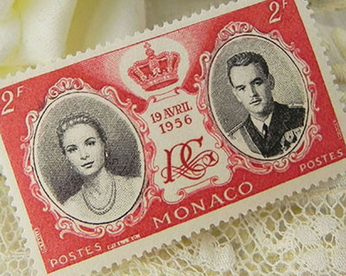 1956年モナコ公国切手、レーニエ大公＆グレース・ケリー、結婚記念切手