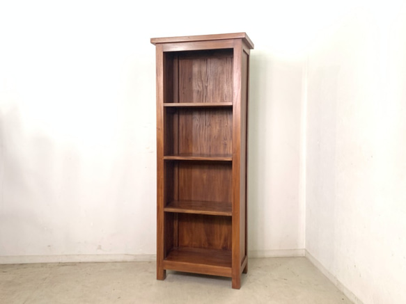 アンティーク調 マホガニー無垢材 オープン シェルフラック 本棚4段