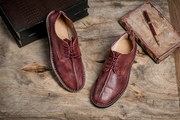 ハラコレザーハンドメイド本革靴カジュアル手作り子牛革シューズ全3色
