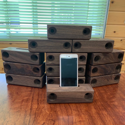 携帯木製スピーカースタンド（バックロードホーン型） スマホスタンド