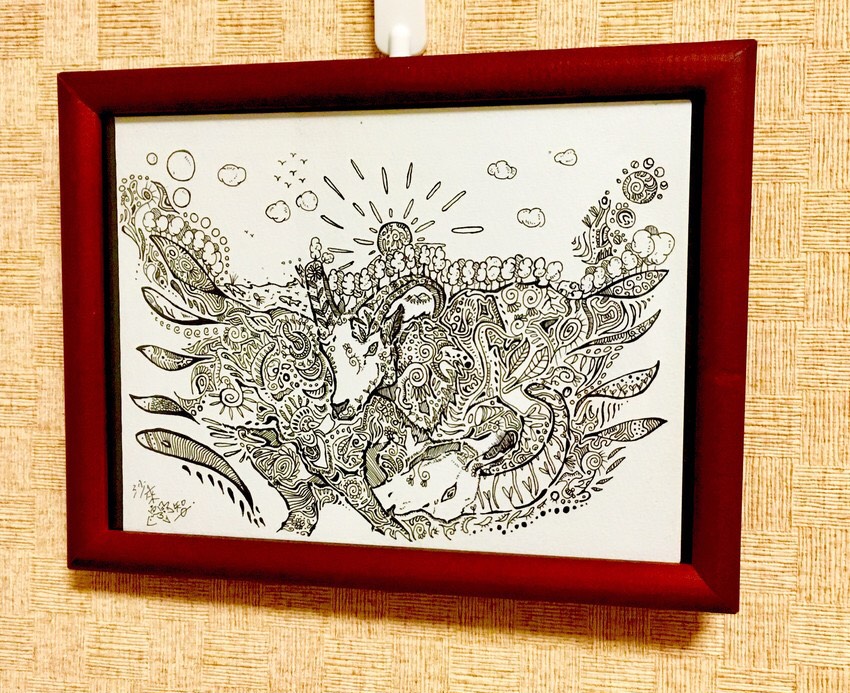 肉筆原画　手描きイラスト　絵画　ドローイング 24531A