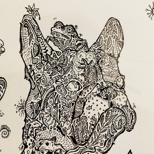 昼寝起き【肉筆原画】インテリア ペン画 アート 絵画 TaIChi sAKi【沙