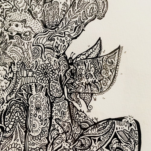 昼寝起き【肉筆原画】インテリア ペン画 アート 絵画 TaIChi sAKi【沙